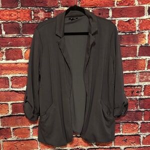 Relaxed Fit Open-Front Women's Jacket - Dark Gray